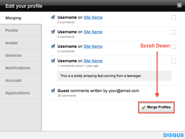 Merge Profile Button